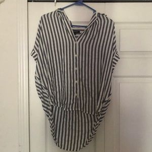 MADEWELL button up blue/white striped blouse